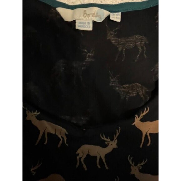 Boden 4R Tunic Dress Black Deer Print 3/4 Sleeve Cabincore Woodland Cottagecore - Picture 2 of 3